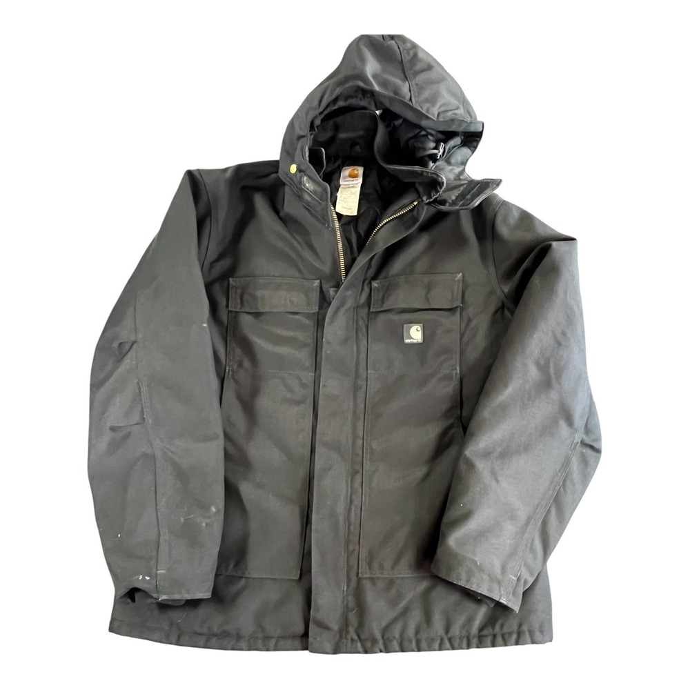 Men's XLT Carhartt Jacket C55 BLK X Tall corduroy collar Black W/Hood
